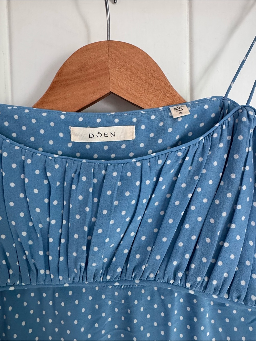 NWT Doen Blue Polka Dot Silk Skirt top Set Size S - Picture 5 of 11